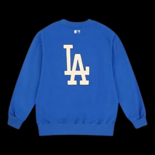 MLB Los Angeles Dodgers Loose Athleisure Casual Sports Round Neck Long Sleeves Unisex Blue