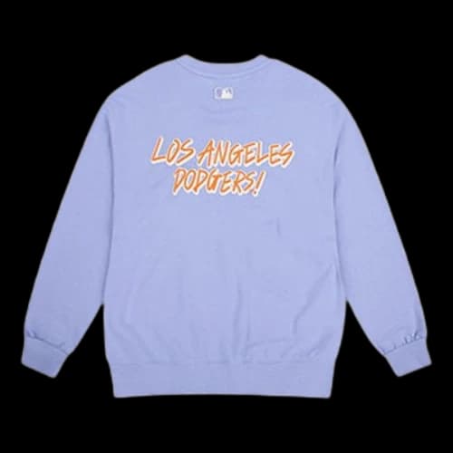 MLB Los Angeles Dodgers Long Sleeves Loose Logo Printing Round Neck Unisex Blue Purple