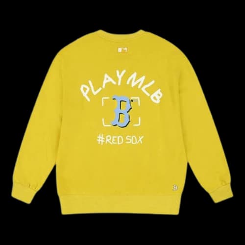 MLB Play Series The Red Sox Long Sleeves Loose Graffiti Unisex Yellow