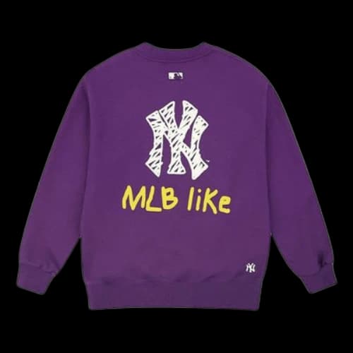 MLB Like Series New York Yankees Long Sleeves Loose Graffiti Long Sleeves Unisex Blue Purple