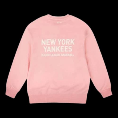 MLB New York Yankees Logo Printing Pullover Fleece Unisex Pink