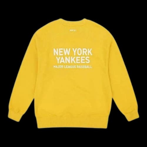 MLB New York Yankees Long Sleeves Loose Printing Logo Sports Round Neck Unisex Yellow