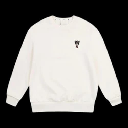MLB Cartoon Series Long Sleeves Loose Embroidered Athleisure Casual Sports Round Neck Unisex White