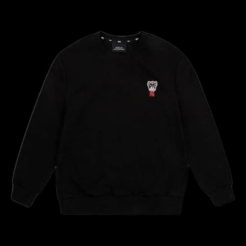 MLB Cartoon Series Long Sleeves Loose Puppy Embroidered Athleisure Casual Sports Round Neck Unisex Black