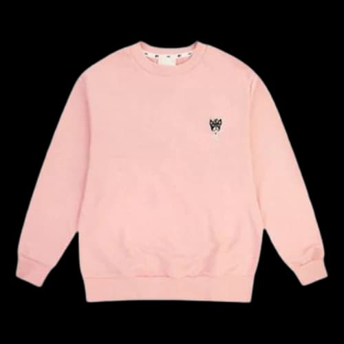 MLB Cartoon Series Long Sleeves Loose Embroidered Athleisure Casual Sports Round Neck Unisex Pink
