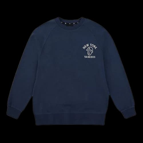 MLB Loose Athleisure Casual Sports Round Neck Long Sleeves Unisex Navy Blue