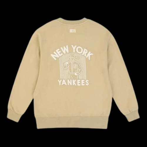 MLB Loose Athleisure Casual Sports Round Neck Long Sleeves Unisex Khaki