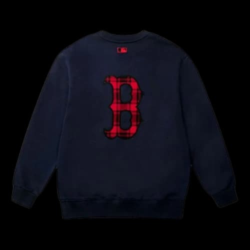 MLB Boston Red Sox Long Sleeve Round Neck Sweatshirt Unisex Navy Blue