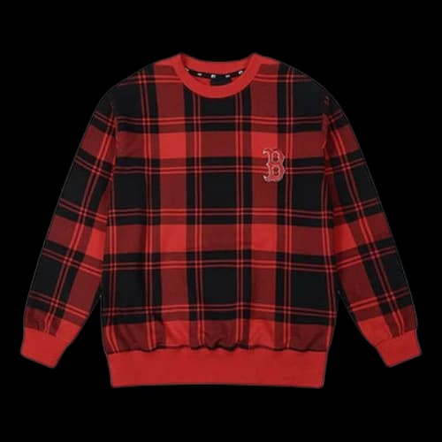 MLB Boston Red Sox Plaid Long Sleeves Round Neck Unisex