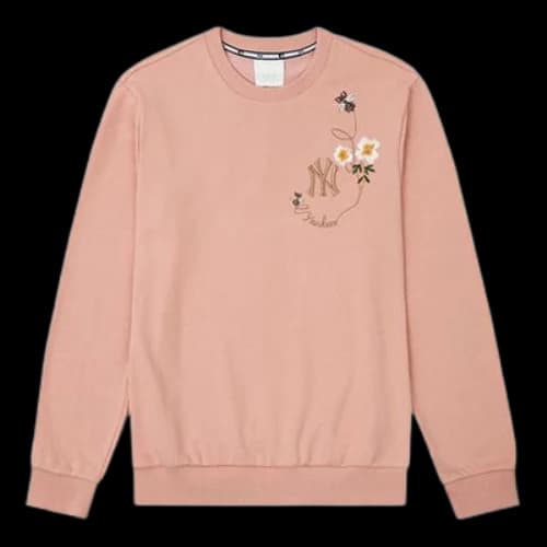 MLB New York Yankees Embroidered Pattern Round Neck Unisex Pink Red