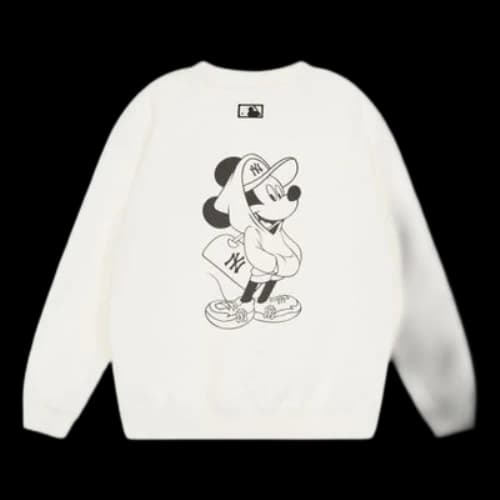 MLB Disney Mickey Crossover Long Sleeves Loose Unisex White