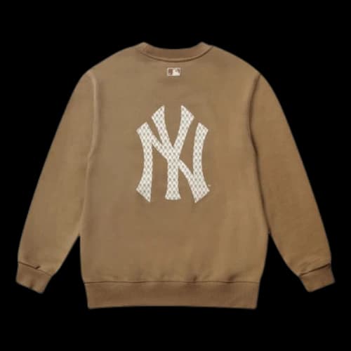 MLB New York Yankees Vintage Embroidery Logo Long-Sleeve Fleece Unisex Khaki