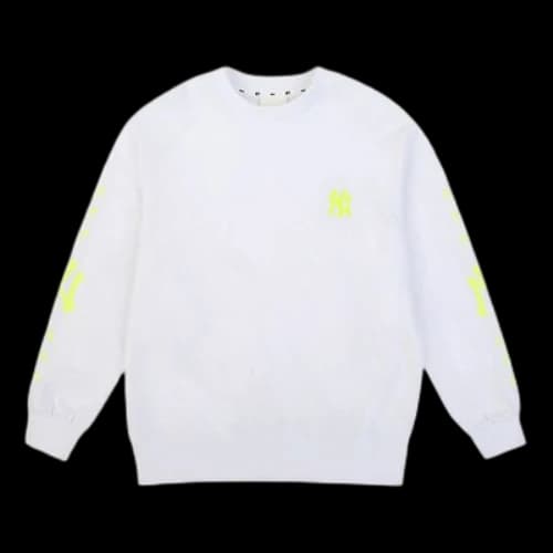 MLB Athleisure Casual Sports Round Neck Long Sleeves Unisex White