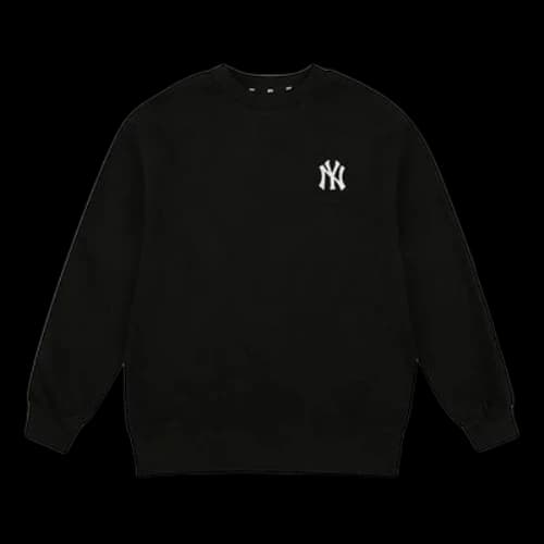 MLB NY New York Yankees Loose Casual Round Neck Long Sleeves Unisex Black