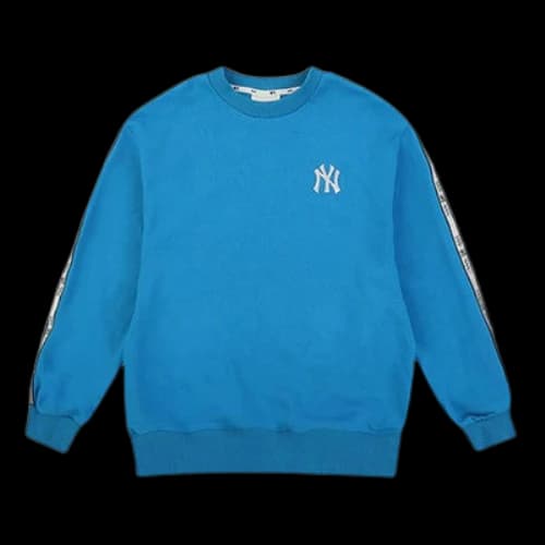 MLB NY New York Yankees Loose Casual Round Neck Long Sleeves Unisex Blue