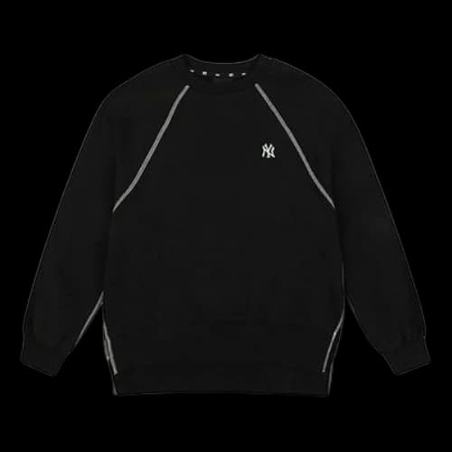 MLB NY Loose Side Athleisure Casual Sports Round Neck Long Sleeves Unisex Black