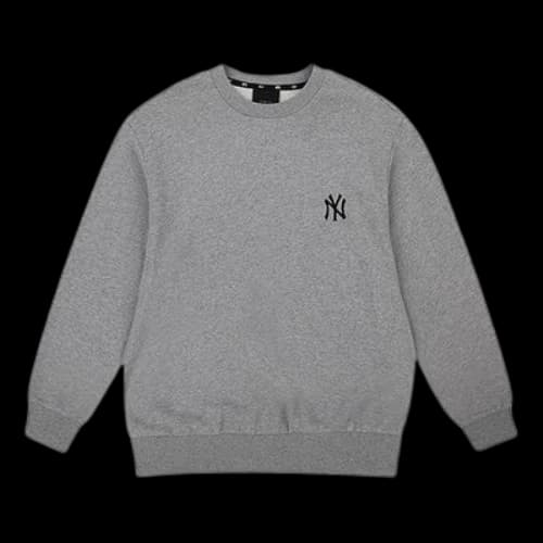 MLB Unisex New York Yankees Logo Embroidery Round-neck Sweatshirt Gray