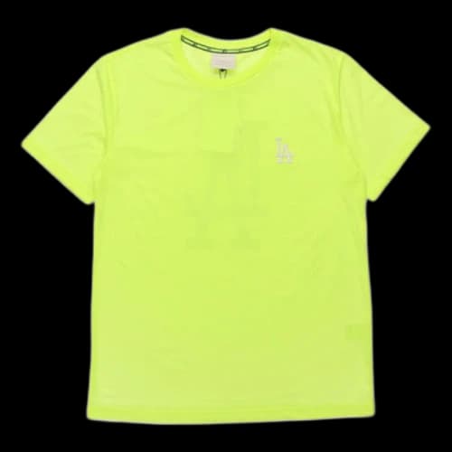 MLB LA Dodgers Los Angeles Dodgers Big Logo Round Neck Short Sleeve Unisex Fluorescence Yellow