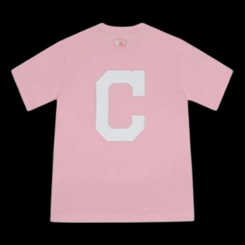 MLB Cleveland Indians Cleveland Guardians Big Logo Round Neck Short Sleeve Unisex Pink