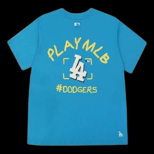 MLB Graffiti Printing Round Neck Short Sleeve Unisex Blue
