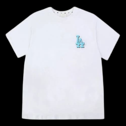 MLB Play Series Los Angeles Dodgers Graffiti Printing Round Neck Short Sleeve Unisex White