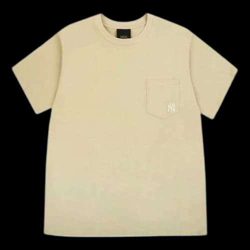 MLB Unisex New York Yankees Embroidery Round-neck Short Sleeve Beige