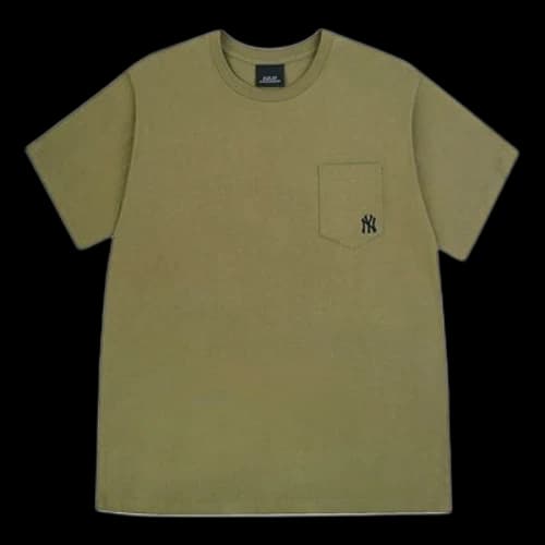 MLB New York Yankees Loose Small Label Embroidered Round Neck Short Sleeve Unisex Khaki