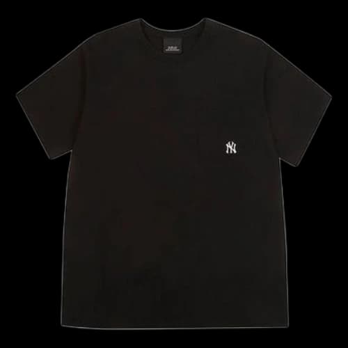 MLB New York Yankees Loose Small Label Embroidered Round Neck Short Sleeve Unisex Black