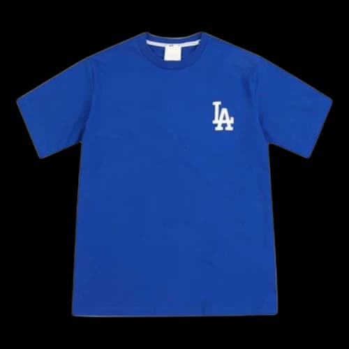 MLB NY/LA Los Angeles Dodgers Basic Small Label Printing Sports Round Neck Loose Short Sleeve Unisex Blue