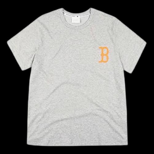 MLB NY/LA Boston Red Sox Basic Small Label Embroidered Sports Round Neck Short Sleeve Unisex Gray