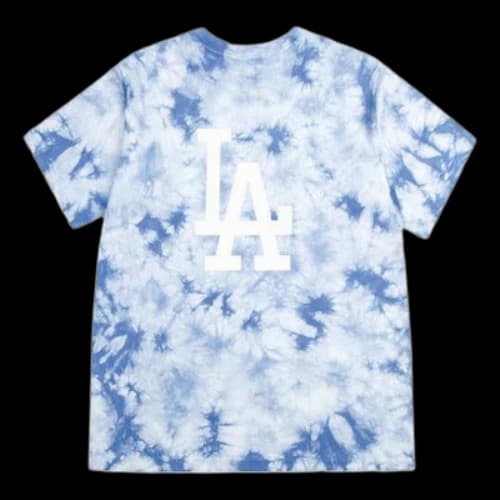 MLB Los Angeles Dodgers Tie Dye Big Logo Loose Short Sleeve Unisex Light Blue