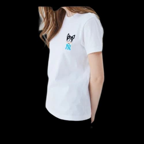 MLB New York Yankees Basic Embroidered Puppy Short Sleeve Unisex White