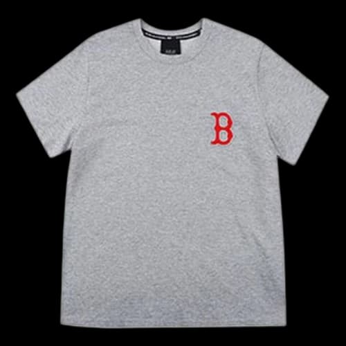 MLB NY/LA Boston Red Sox Basic Small Label Embroidered Sports Round Neck Loose Short Sleeve Unisex Gray