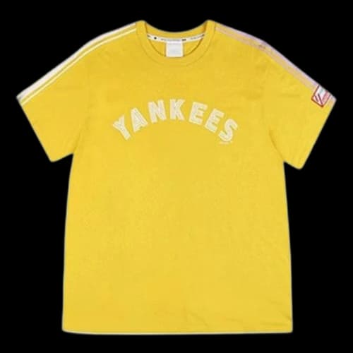 MLB Yankees Chest Alphabet Printing Cotton Short Sleeve Unisex Yellow