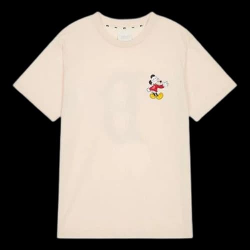 MLB Disney Mickey Boston Red Sox Basic Printing Round Neck Short Sleeve Unisex Ivory