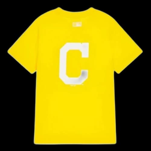 MLB Disney Mickey Crossover Cleveland Guardians Basic Printing Short Sleeve Unisex Yellow