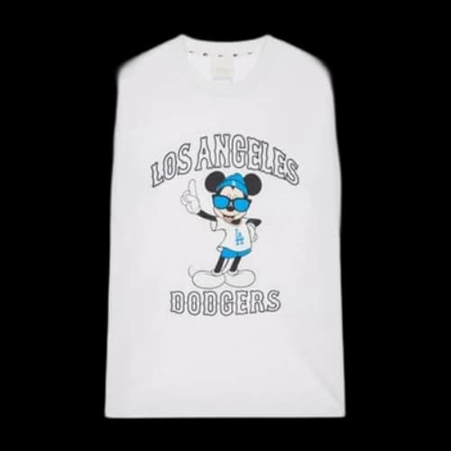 MLB Disney Mickey Crossover Los Angeles Dodgers Basic Printing Round Neck Short Sleeve Unisex White