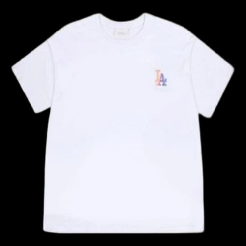 MLB LA Los Angeles Dodgers Loose Small Label Embroidered Round Neck Short Sleeve Unisex White