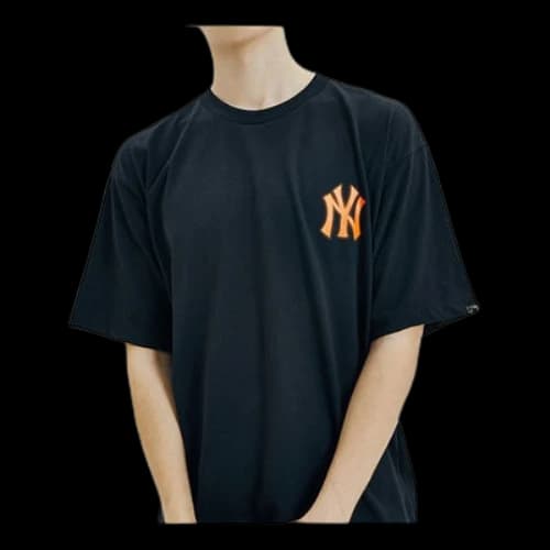 MLB Unisex NY New York Yankees Logo Printing Round-neck Tee Black