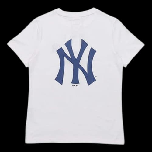 MLB Popcorn Series New York Yankees Basic Small Label Embroidered Sports Round Neck Short Sleeve Unisex White