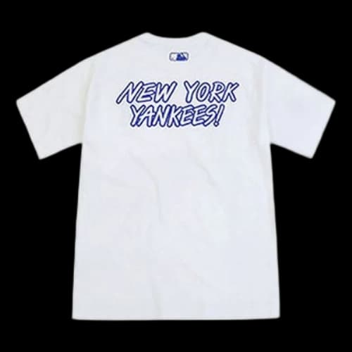 MLB Popcorn Series New York Yankees Basic Printing Round Neck Short Sleeve Unisex White