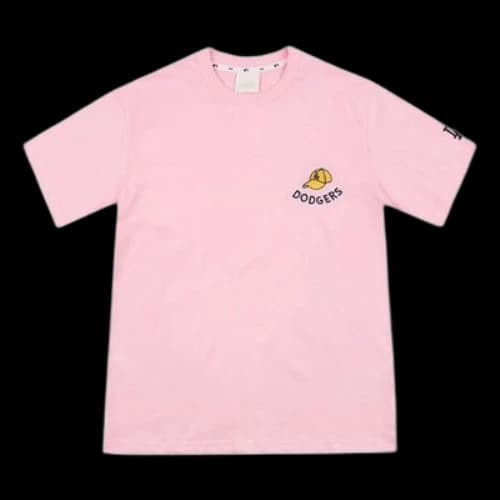 MLB NY/LA Los Angeles Dodgers Basic Small Label Embroidered Round Neck Short Sleeve Unisex Pink