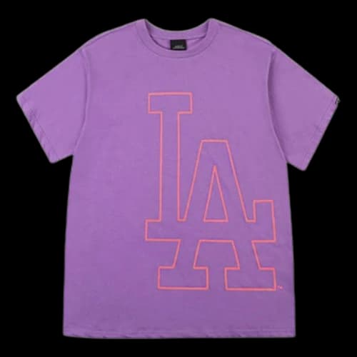 MLB Los Angeles Dodgers Large Logo Printing Short Sleeve Unisex Purple