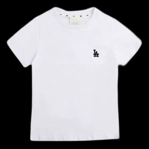 MLB Black LA logo Short Sleeve White