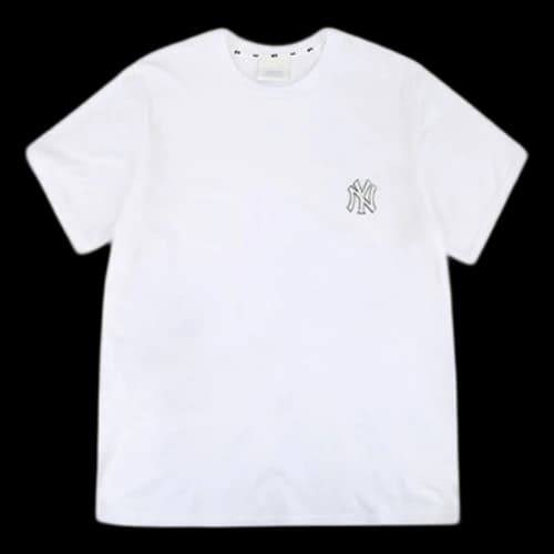 MLB New York Yankees Small Label Embroidered Athleisure Casual Sports Short Sleeve Unisex White