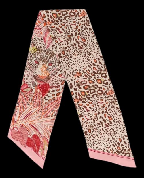 Ferragamo Leopard and Floral Print Scarf Pink