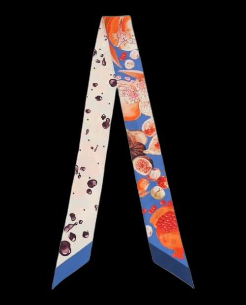 Ferragamo Silk Fruit Scarf Blue