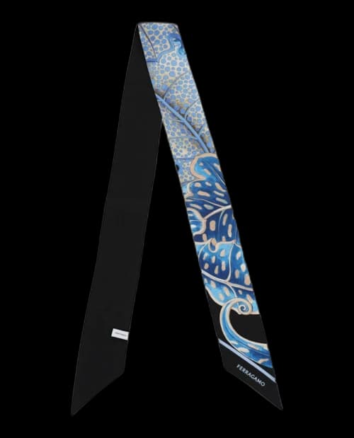 Ferragamo Silk Printed Scarf Blue