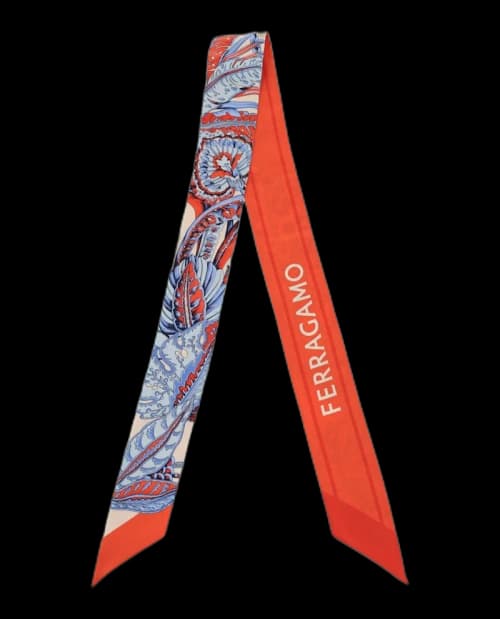 Ferragamo Togo Print Silk Bandeau Orange