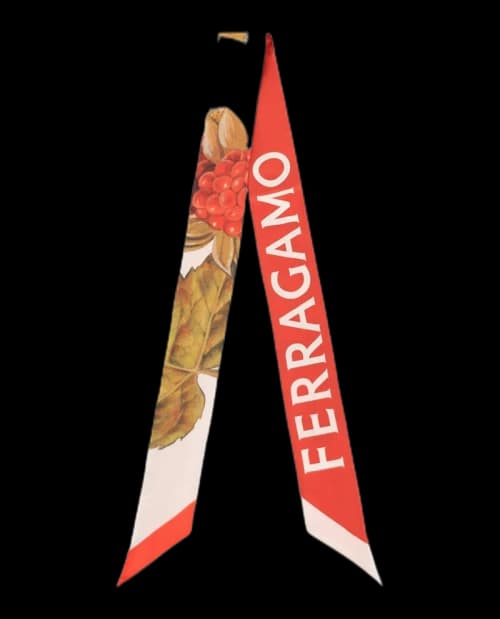 Ferragamo Wild-Berry Print Silk Bandeau White